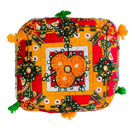 Cojín bordado a mano Red & Orange