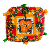 Cojín bordado a mano Red & Orange
