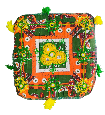Cojín cuadrado de suelo Multicolor verde