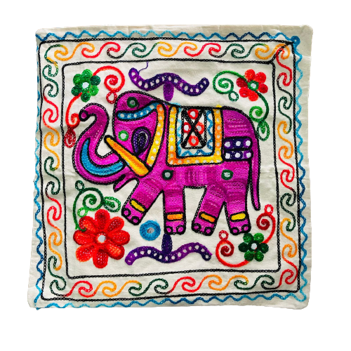 Funda de Cojín Bordado a mano - Elephant Lilac - Purple
