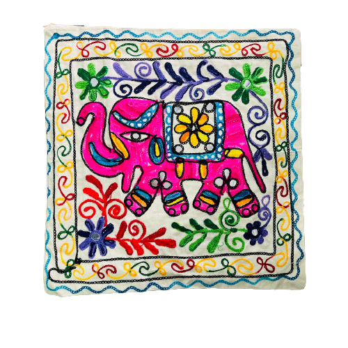 Funda de Cojín Bordado a mano - Elephant Pink - Red