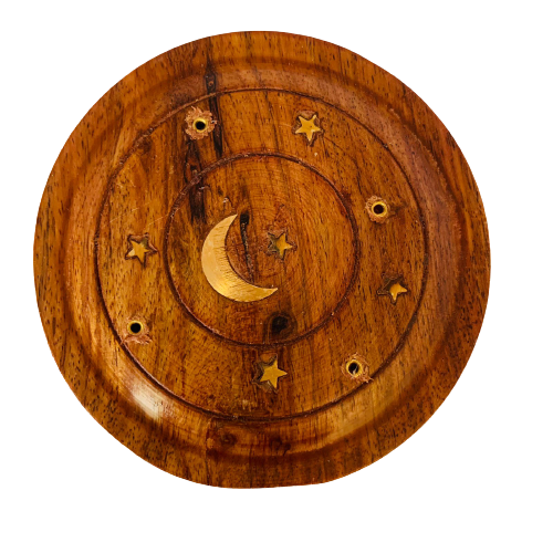 Porta Incienso Redondo de Madera: Luna