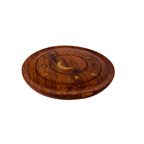 Porta Incienso Redondo de Madera: Luna