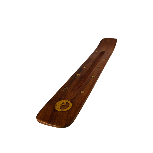 Tabla Porta Incienso Madera: Ying Yang Estrella