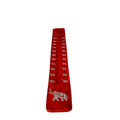 Tabla Porta Incienso Madera: Elefante Rojo