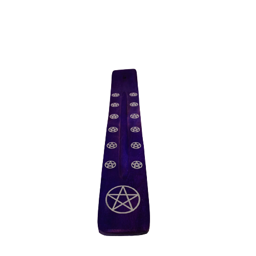Tabla Porta Incienso Madera: Pentagrama Morado