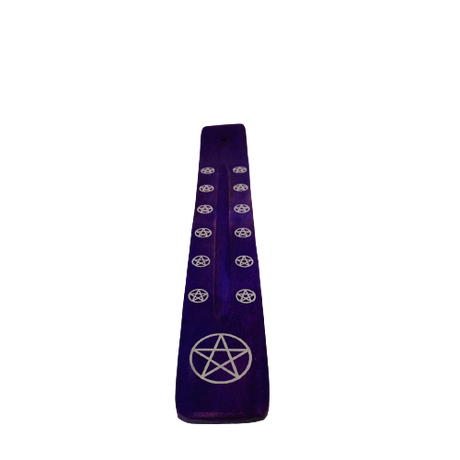 Tabla Porta Incienso Madera: Pentagrama Morado