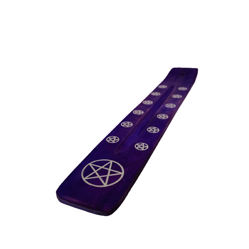 Tabla Porta Incienso Madera: Pentagrama Morado