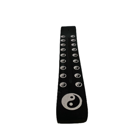 Tabla Porta Incienso Madera: Ying Yang Negro