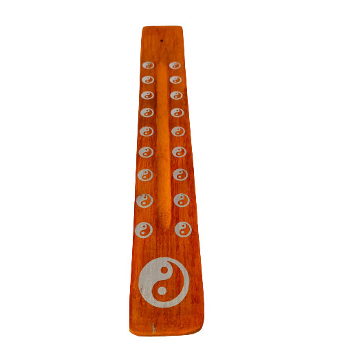 Tabla Porta Incienso Madera: Ying Yang Naranjo