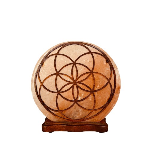 Lampara de Sal del Himalaya con diseño Mandala