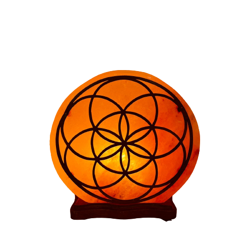 Lampara de Sal del Himalaya con diseño Mandala