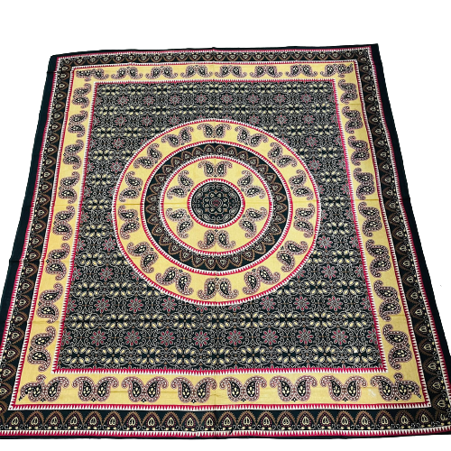 Cubrecama 2 plazas Mandala Black- Yellow Design