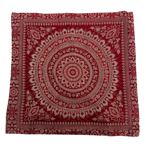 Fundas De Cojín de Satín - Mandala Burdeo