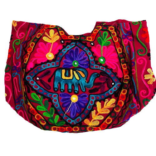 Bolso Playero Flor Elefante - Burdeo