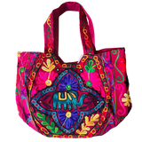 Bolso Playero Flor Elefante - Burdeo