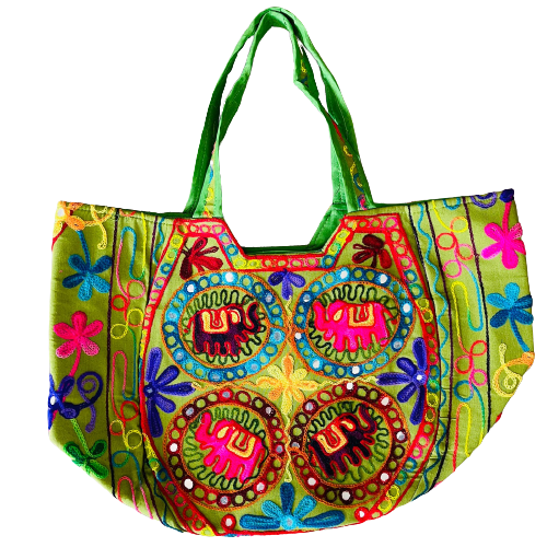Bolso Playero Múltiples Elefantes -  Verde Pickle