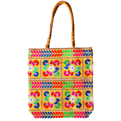 Cartera Bordado Hindu Diseno Mostaza Rincon Himalaya