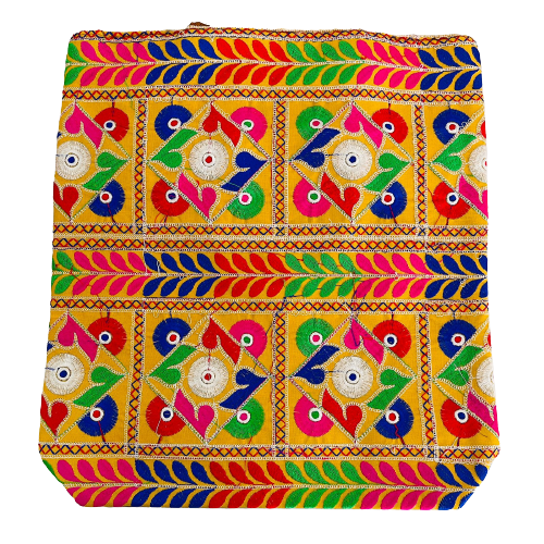 Cartera Bordado Hindu Diseno Mostaza Rincon Himalaya