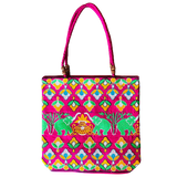 Cartera Bordado Hindú - Rosado Elefantes