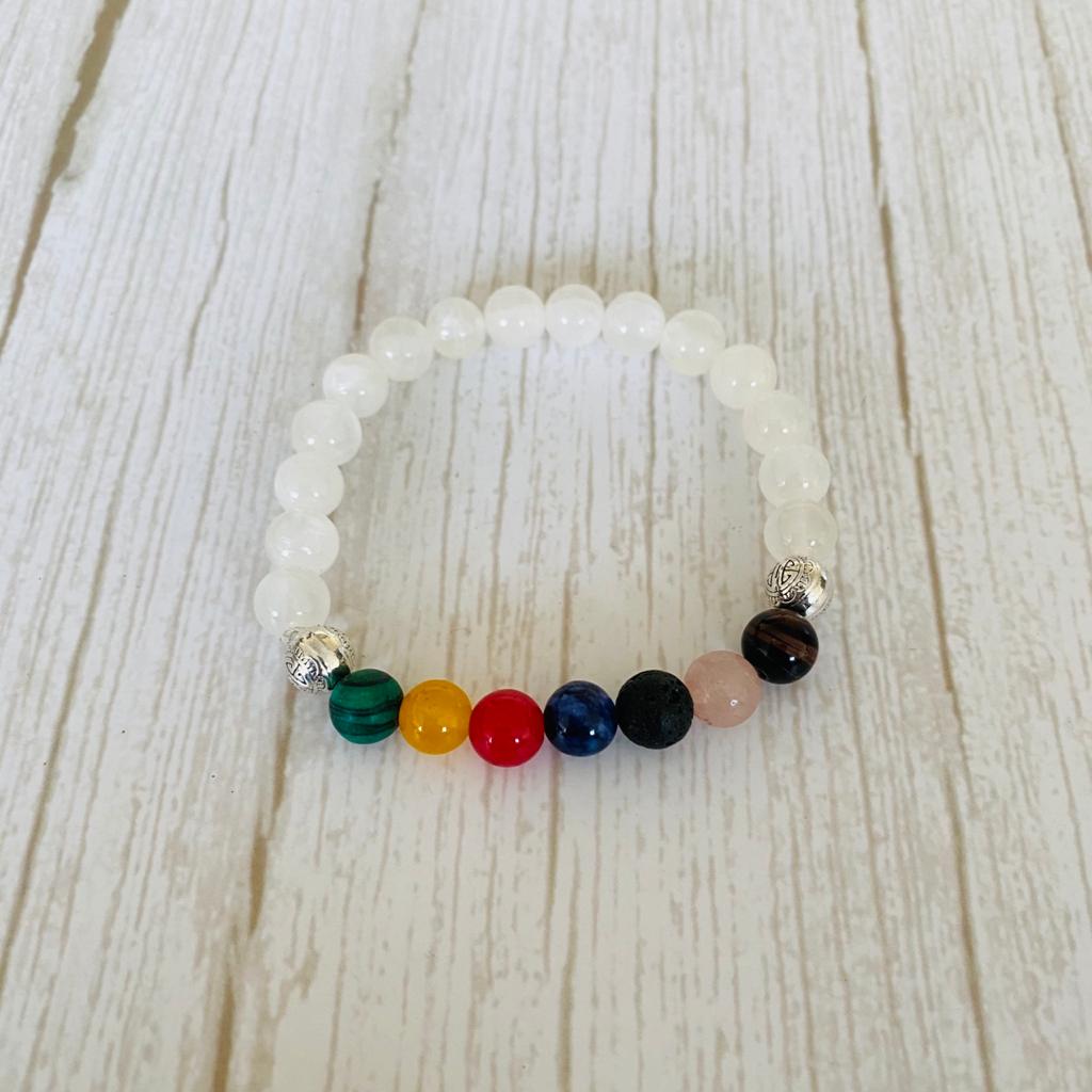 Pulsera Cuarzo Blanco 7 Chakras