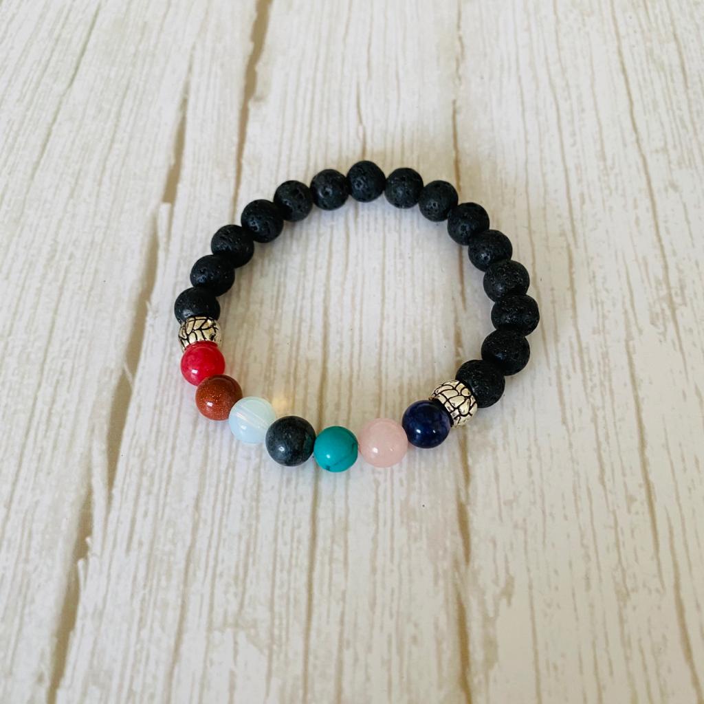 Pulsera Piedra Volcanica 7 Chakras